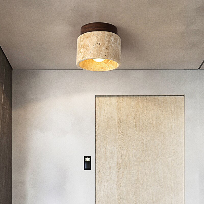 Europe Wabi-Sabi Yellow Cave Stone Chandelier Light