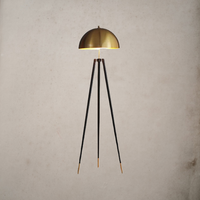 Vintage Standing Tripod Gold Mushroom Lamp