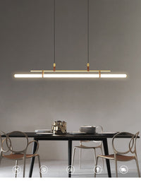 Minimalist Tube and Leather Pendant Light