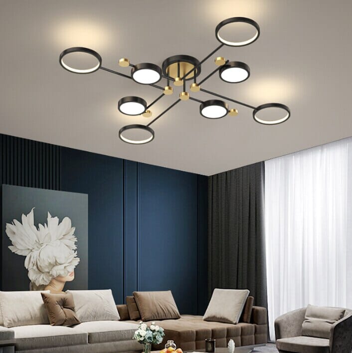Modern Aluminum Ring Gold Frame LED Chandelier