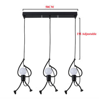 Vintage Iron Little Man Cartoon Chandelier Lamps