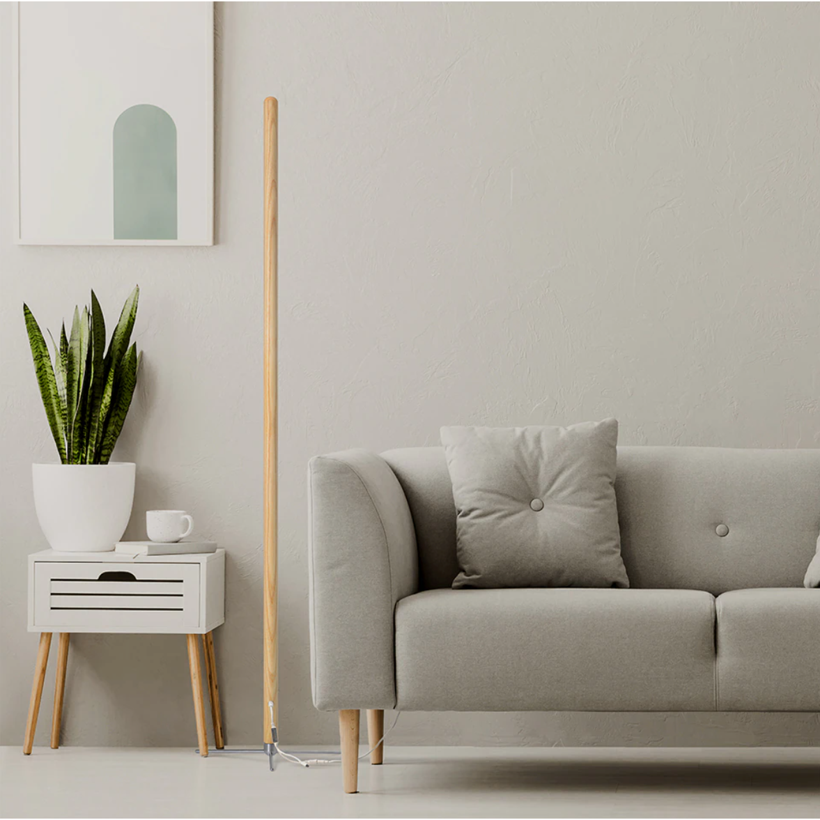 Wooden Standing Floor Lamp LED Art Decor