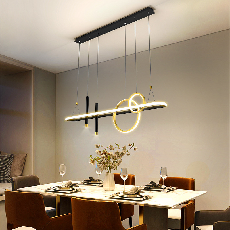 Chandelier Lighting Modern Black/Gold Metal Liner