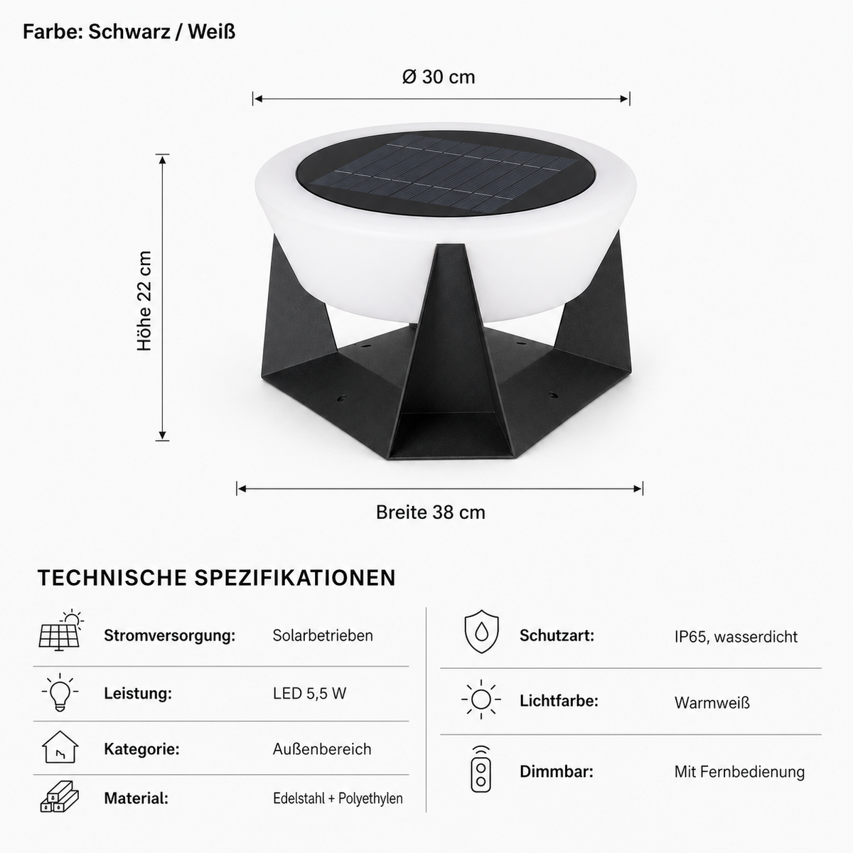 Außenleuchte Außen Solar Wasserdicht Lumeo Home