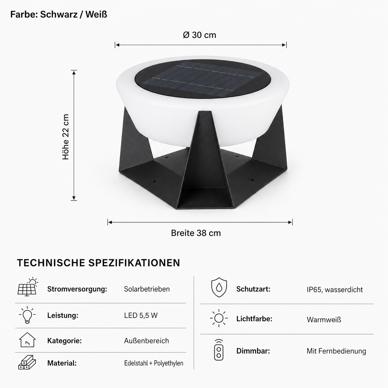 Außenleuchte Außen Solar Wasserdicht Lumeo Home