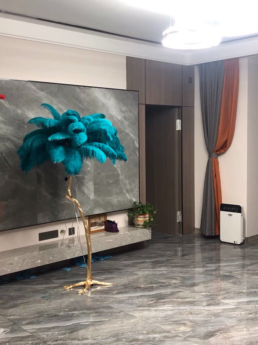 Luxury Ostrich Feather Resin LED Floor/Table Lamp