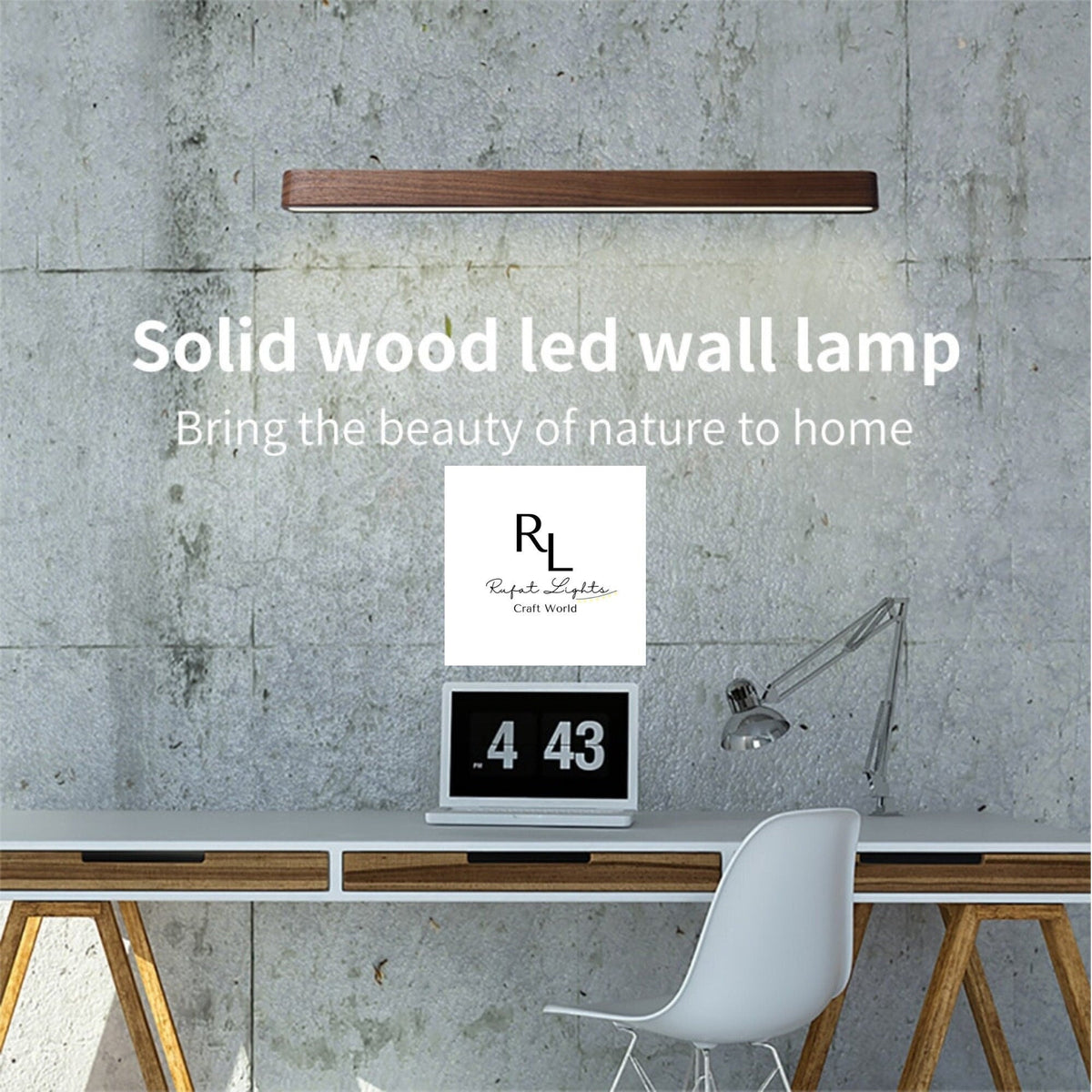 Wooden linear Wall Lamp Nordic Striped Solid Wood Lamp