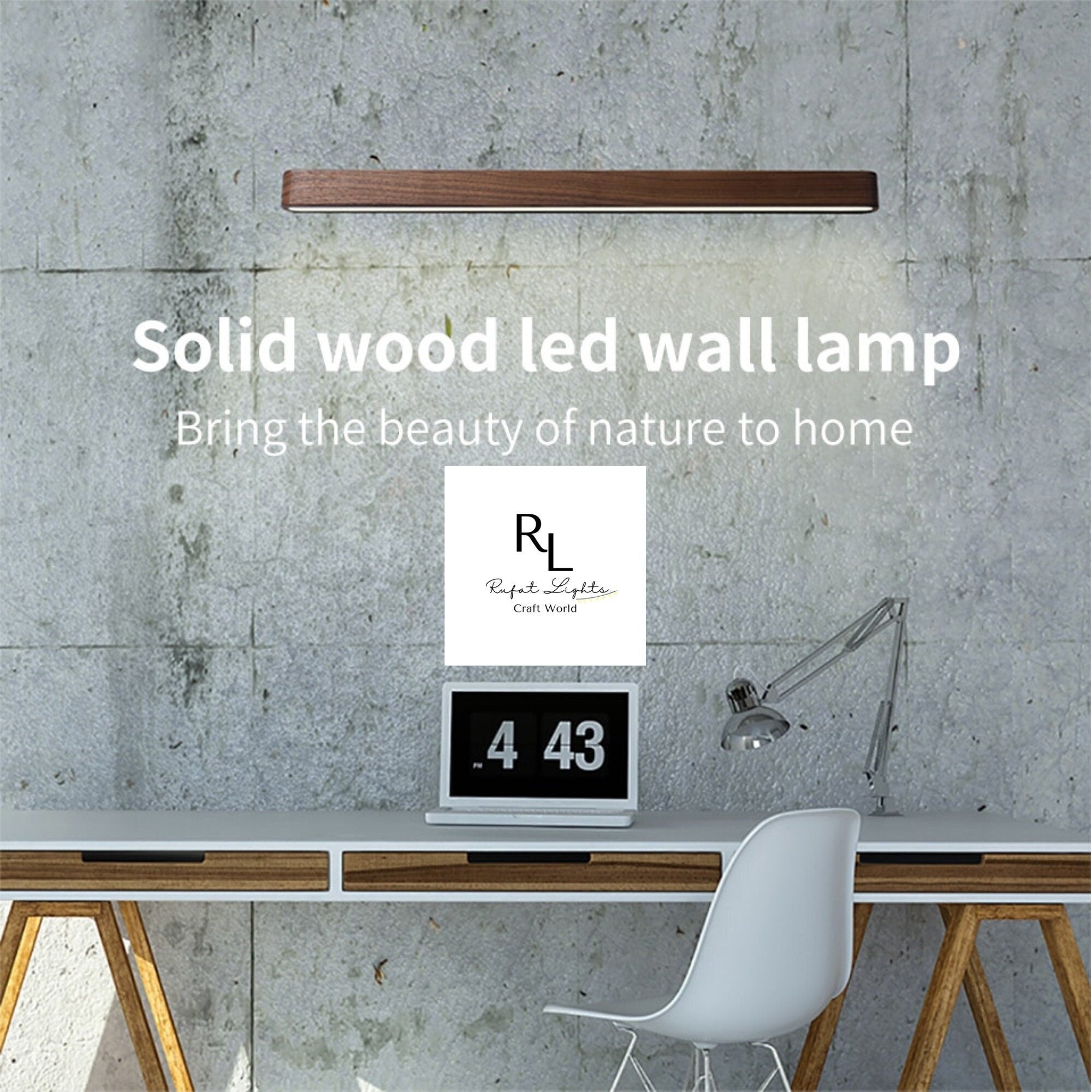 Wooden linear Wall Lamp Nordic Striped Solid Wood Lamp