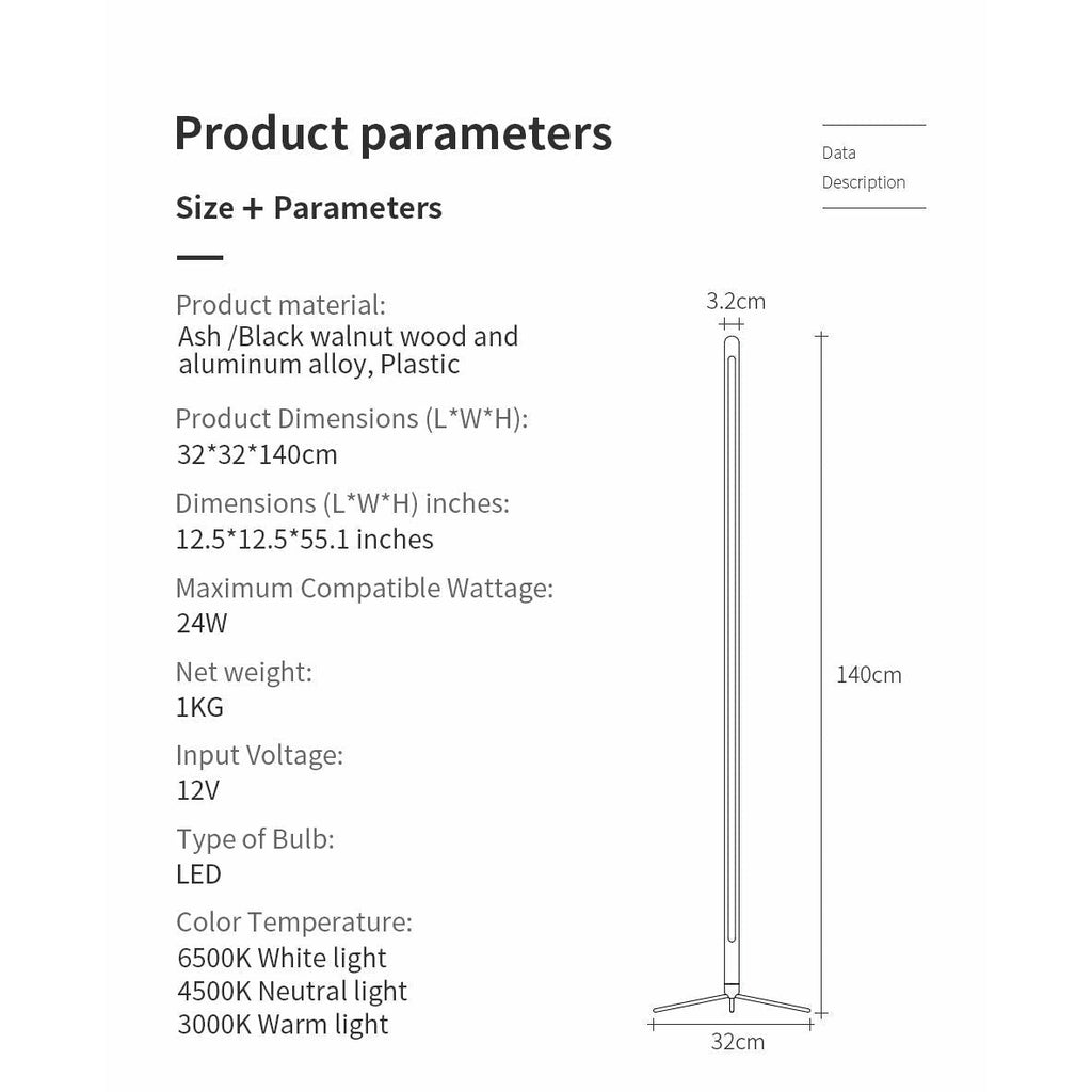Wooden Standing Floor Lamp LED Art Decor