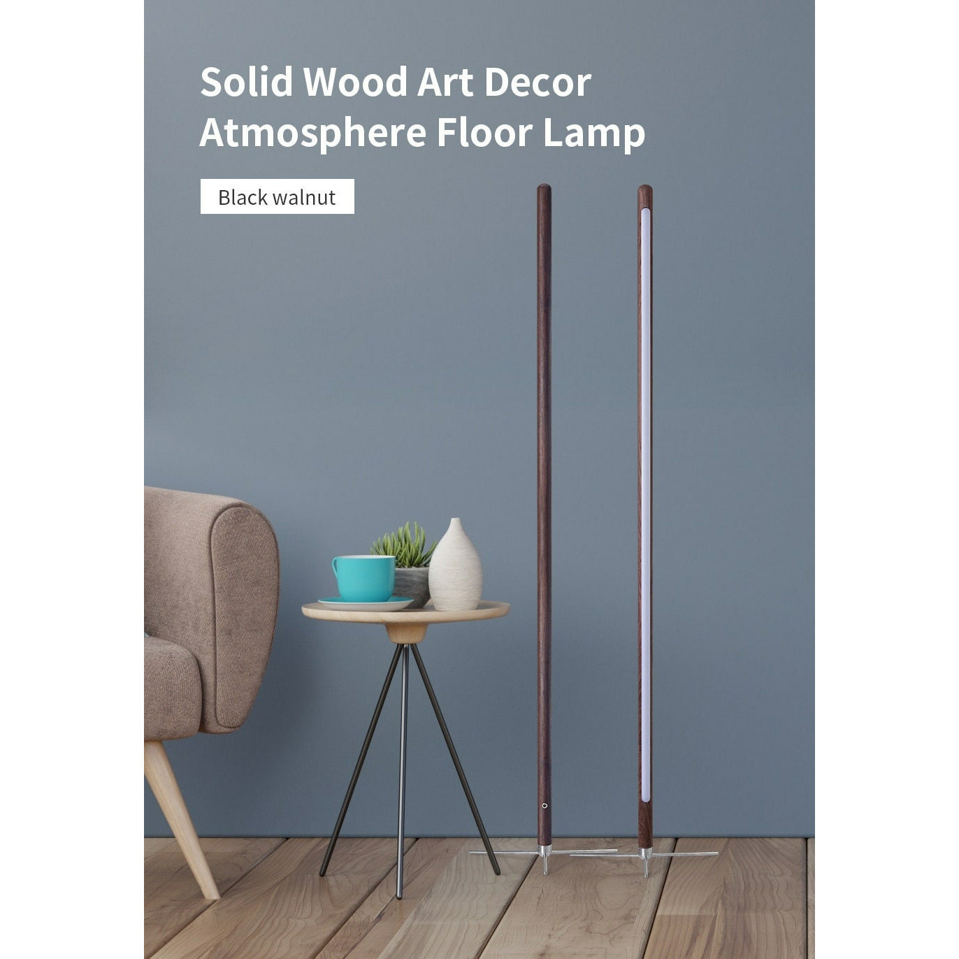 Wooden Standing Floor Lamp LED Art Decor