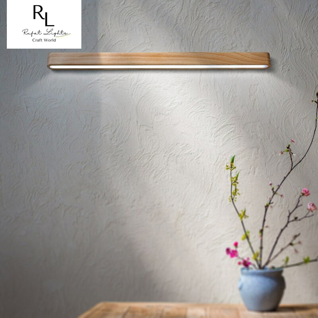 Wooden linear Wall Lamp Nordic Striped Solid Wood Lamp