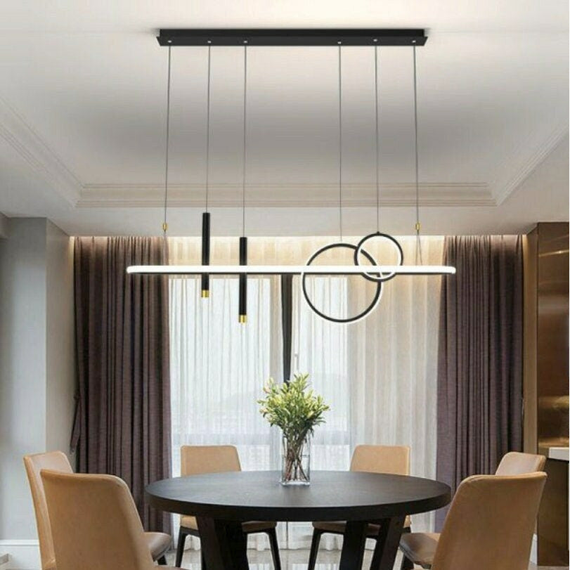Chandelier Lighting Modern Black/Gold Metal Liner
