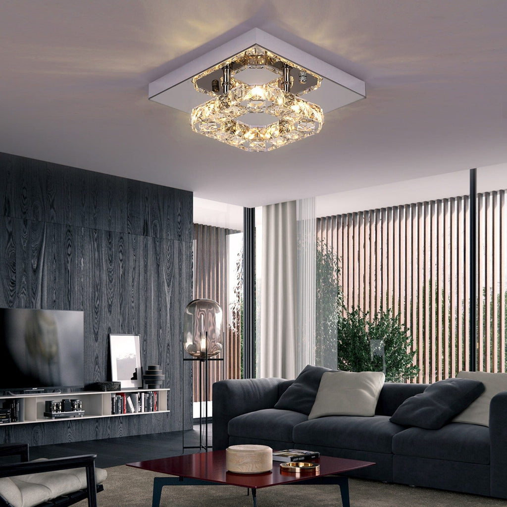 Modern Square Crystal LED K9 Crystal Chandeliers