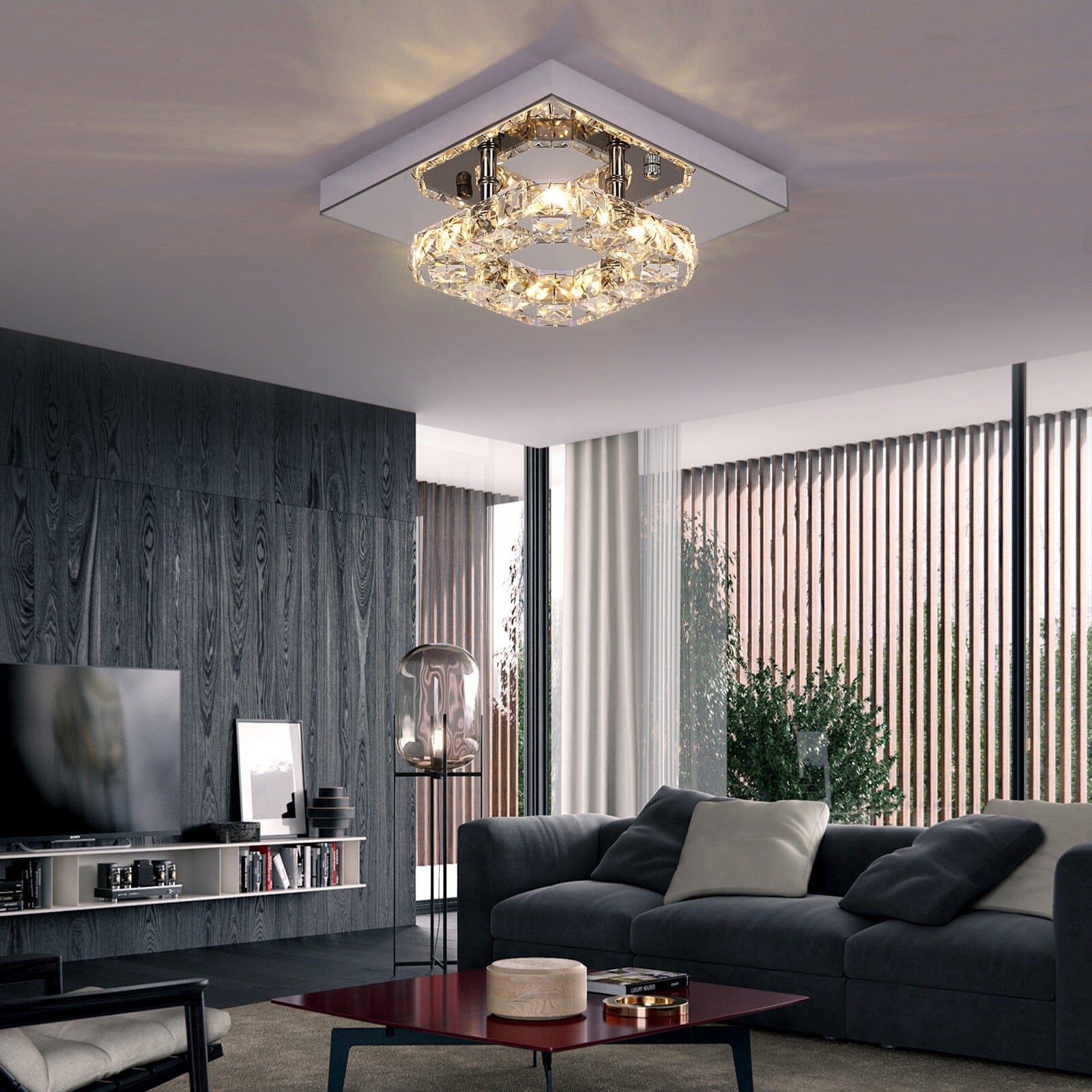 Modern Square Crystal LED K9 Crystal Chandeliers