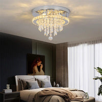 Recessed Stainless Steel K9 Crystal Round Chandelier
