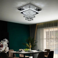 Recessed Stainless Steel K9 Crystal Round Chandelier