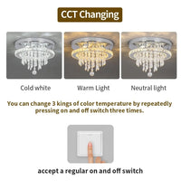 Recessed Stainless Steel K9 Crystal Round Chandelier