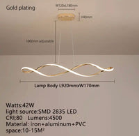 Modern Spiral Curvature LED chandeliers