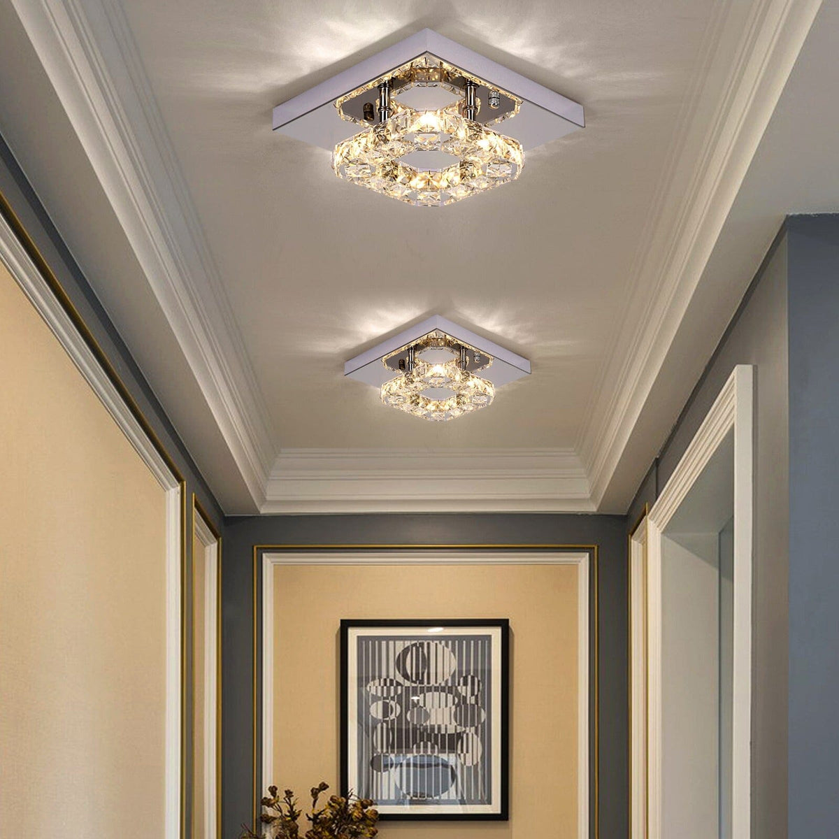 Modern Square Crystal LED K9 Crystal Chandeliers