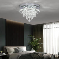 Recessed Stainless Steel K9 Crystal Round Chandelier