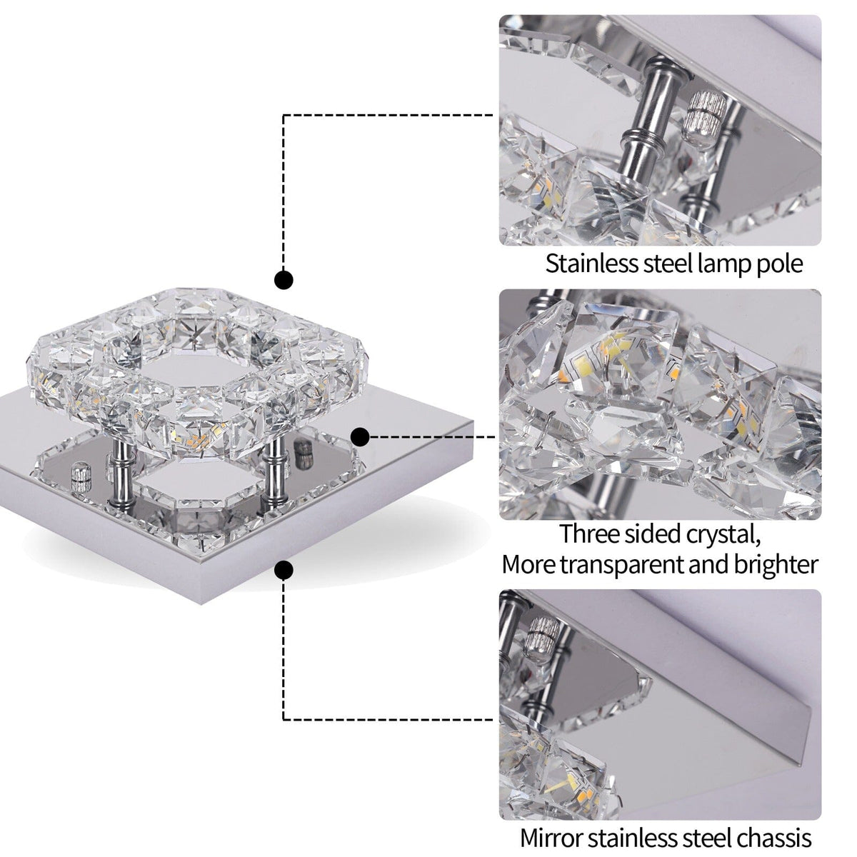 Modern Square Crystal LED K9 Crystal Chandeliers