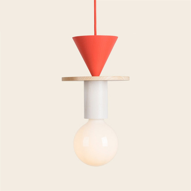 Colored Wood Blocks LED Pendant Light