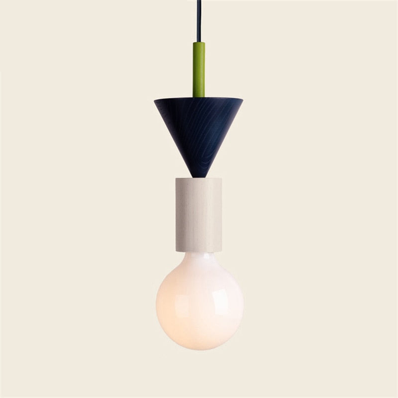 Colored Wood Blocks LED Pendant Light