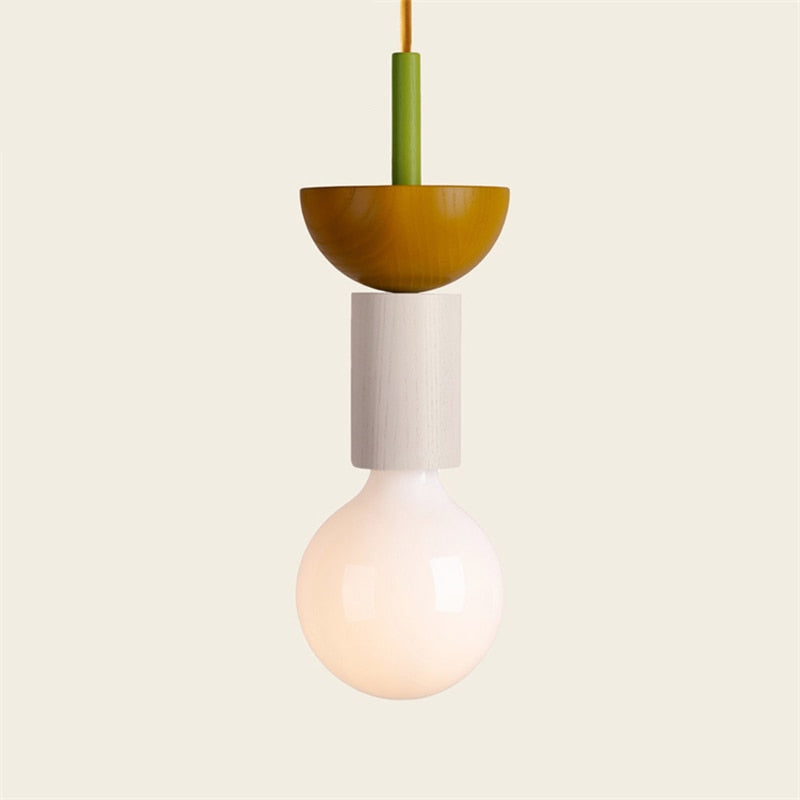 Colored Wood Blocks LED Pendant Light