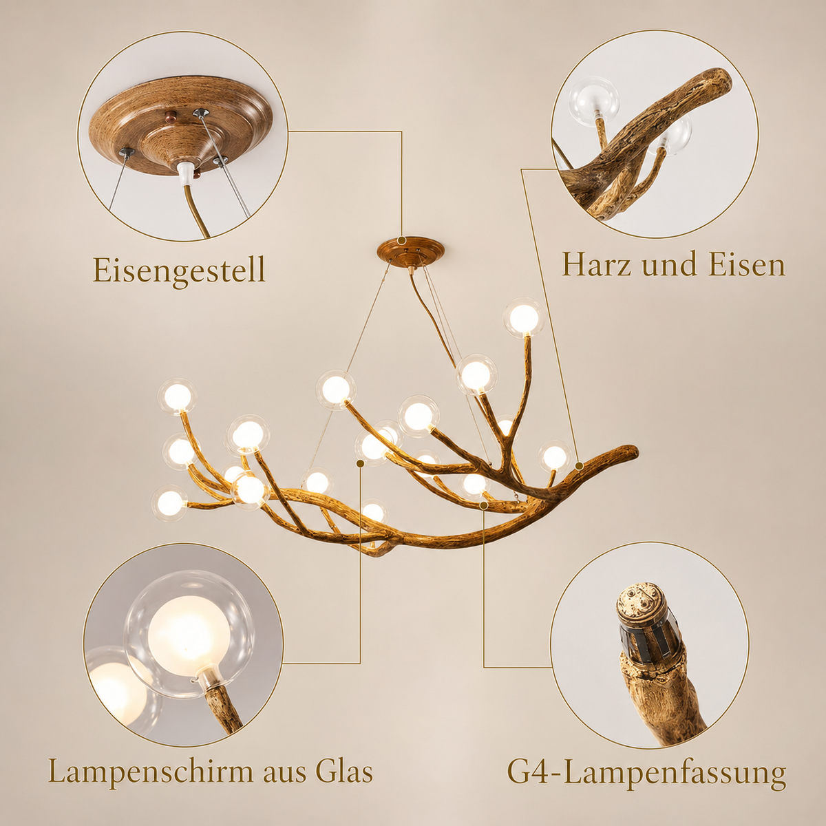 Kronleuchter Nordisch Rustikal Baum Zweig Lumeo Home