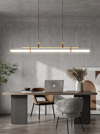 Minimalist Tube and Leather Pendant Light