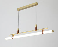 Minimalist Tube and Leather Pendant Light