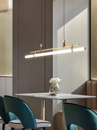 Minimalist Tube and Leather Pendant Light