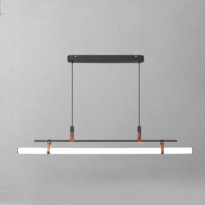 Minimalist Tube and Leather Pendant Light