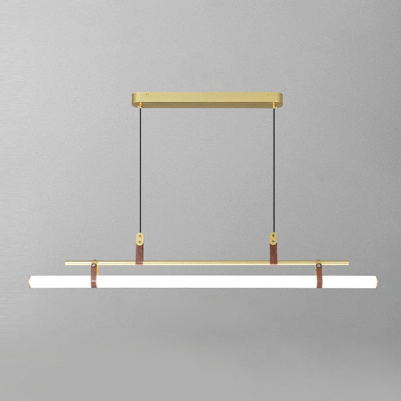 Minimalist Tube and Leather Pendant Light