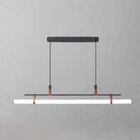 Minimalist Tube and Leather Pendant Light