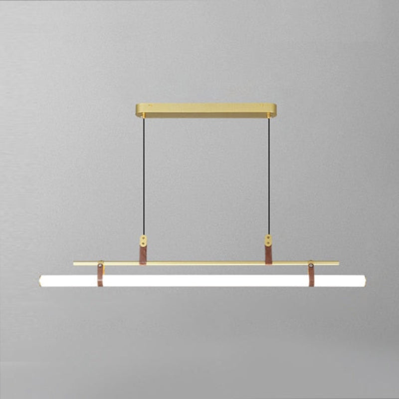 Minimalist Tube and Leather Pendant Light