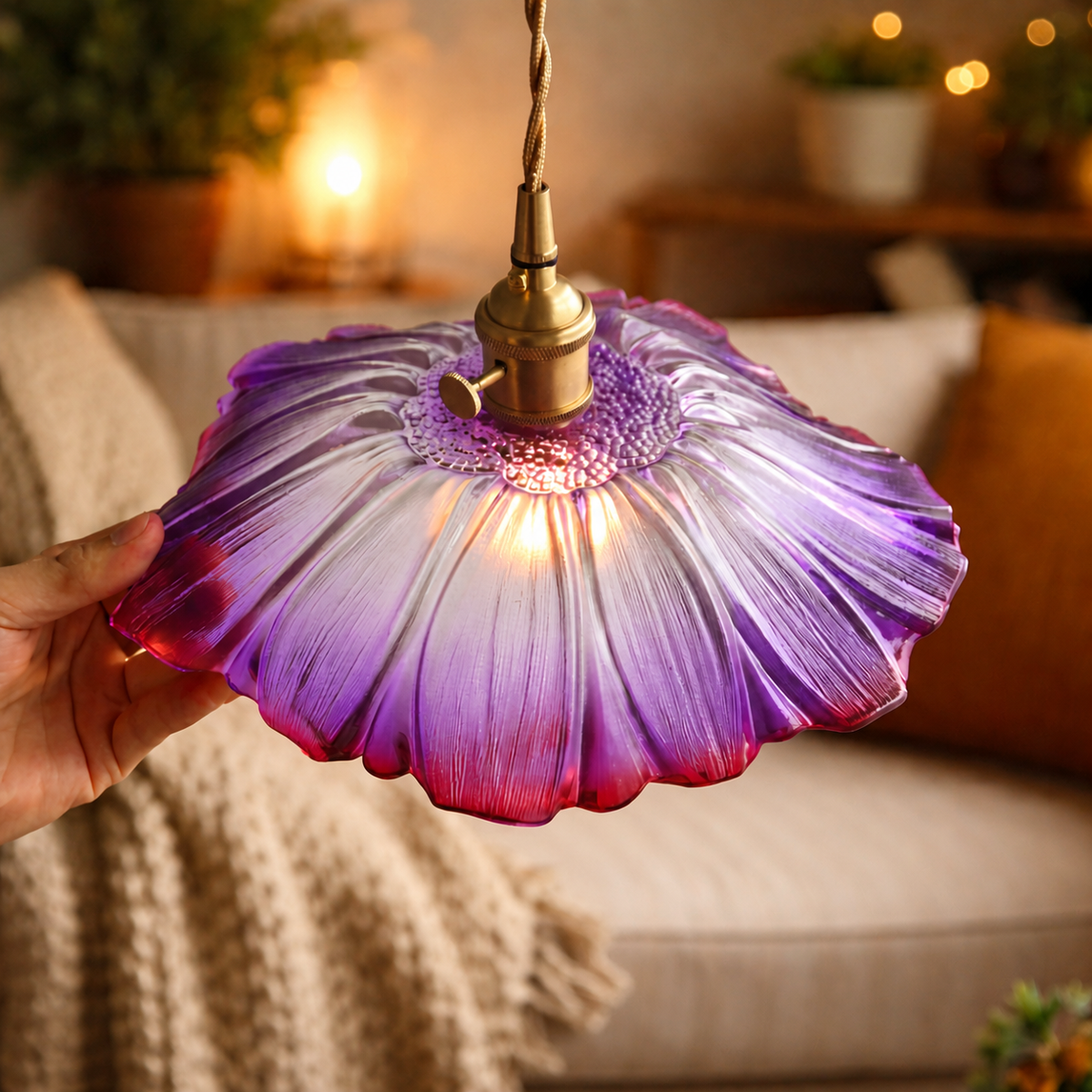 Pendelleuchte Vintage Blumen Glas Lumeo Home