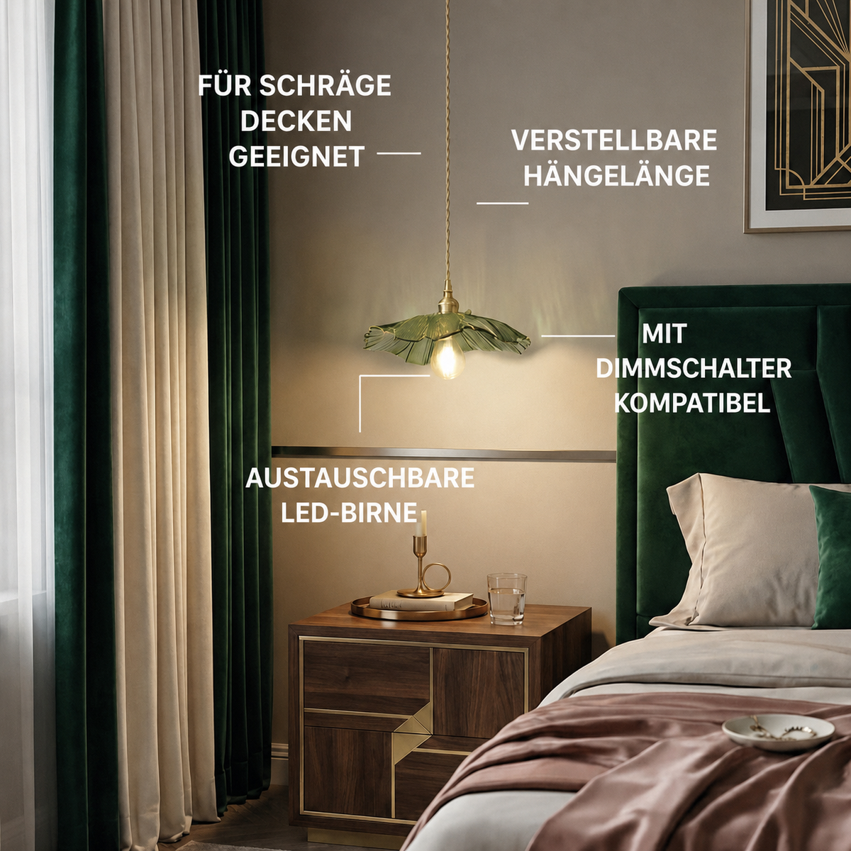 Pendelleuchte Vintage Blumen Glas Lumeo Home