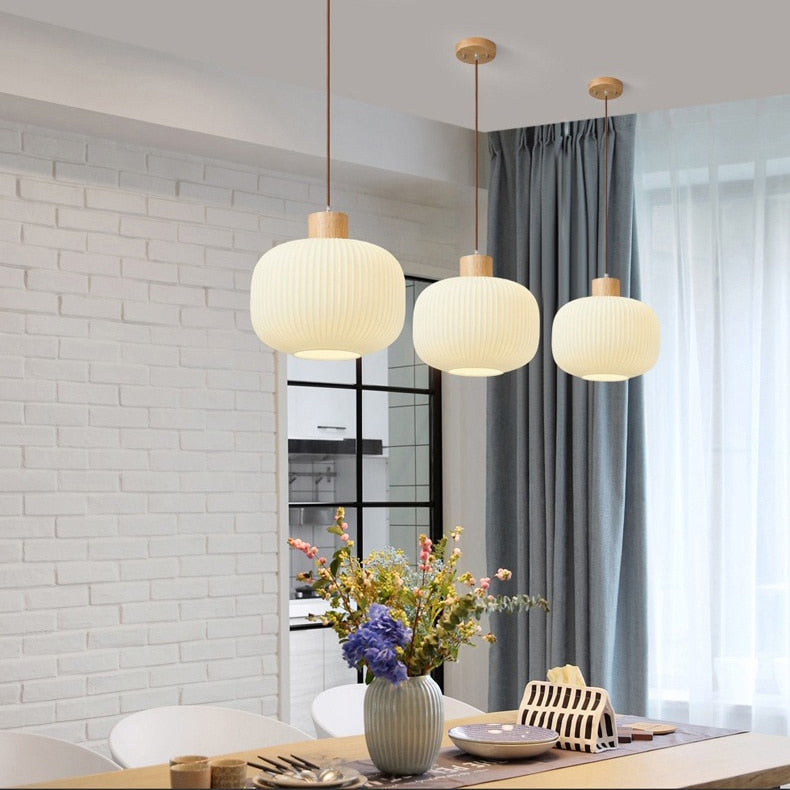 Pendelleuchte Weiß Loft Glas Schirm Lumeo Home