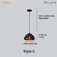 Vintage Etch Shade Metal Pendant Light