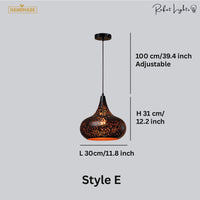 Vintage Etch Shade Metal Pendant Light