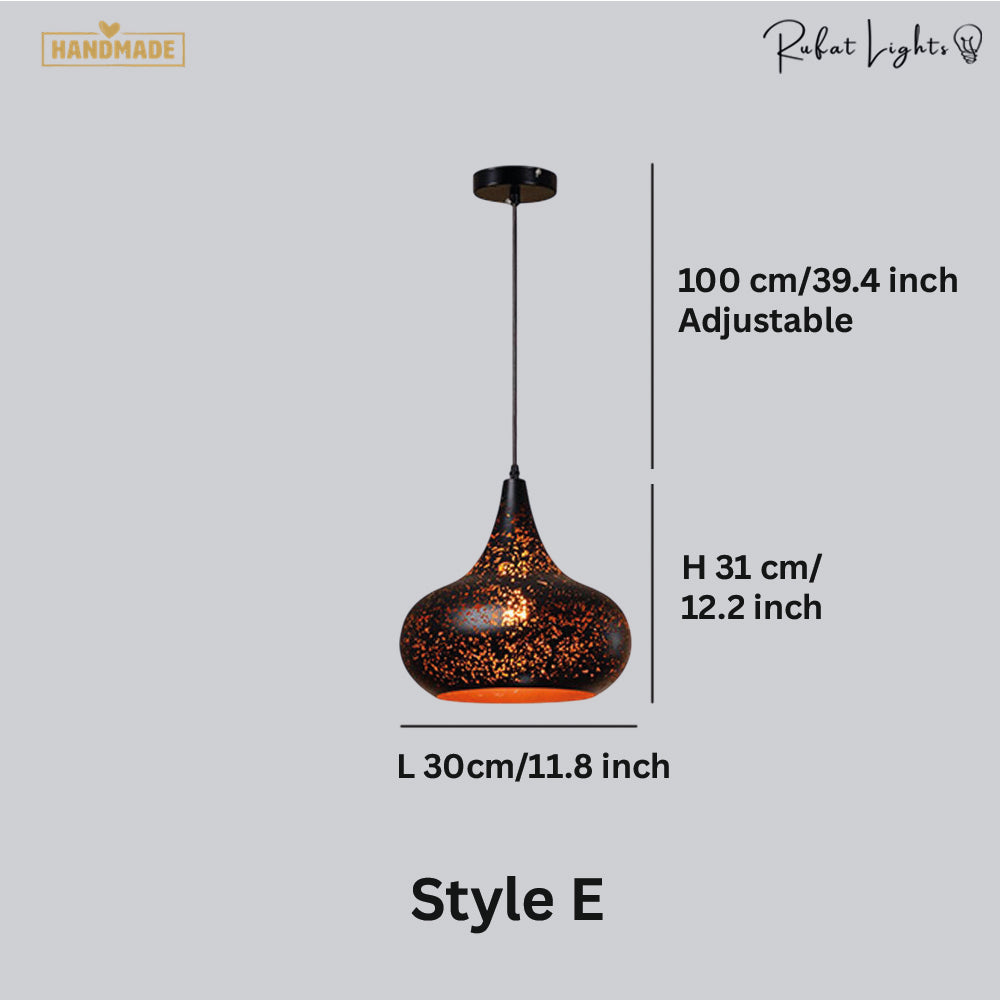 Vintage Etch Shade Metal Pendant Light
