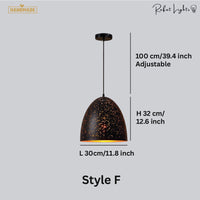 Vintage Etch Shade Metal Pendant Light