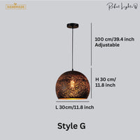 Vintage Etch Shade Metal Pendant Light