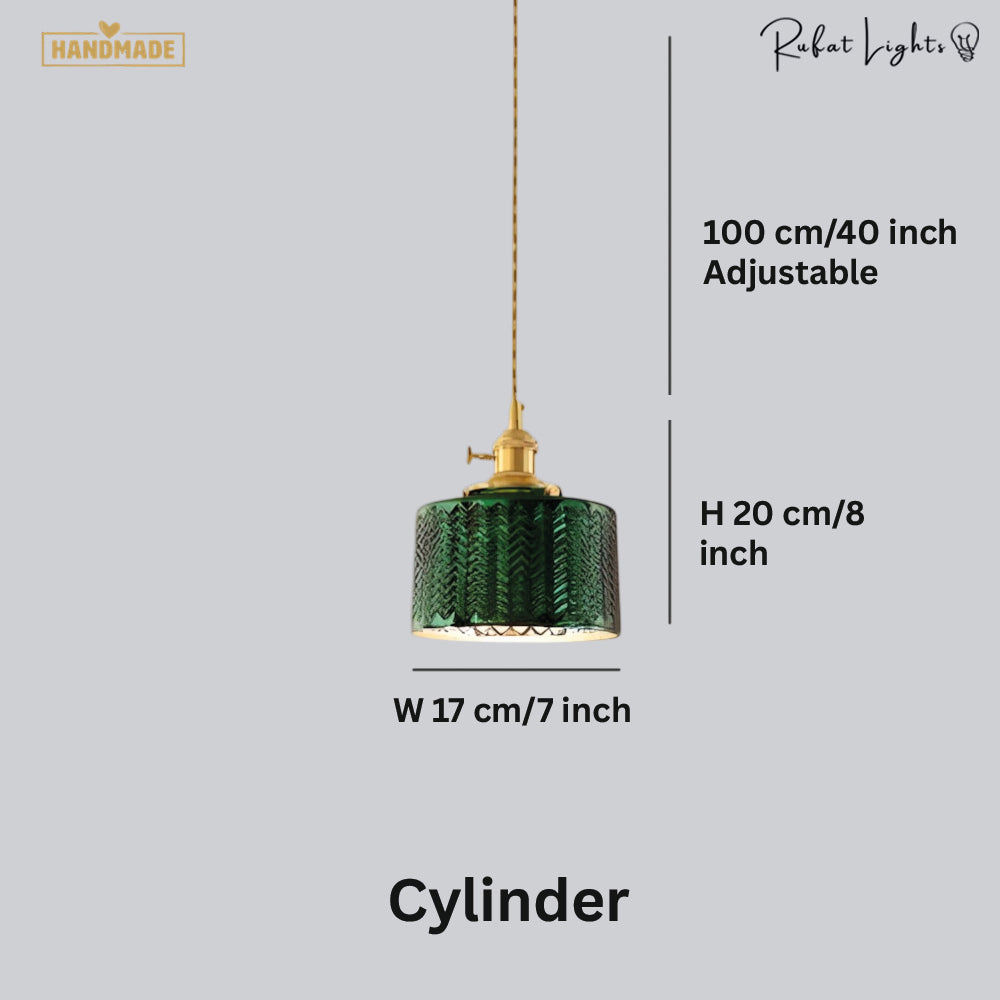 Japanese Minimalist Green Glass Pendant Light