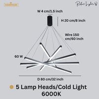 Modern LED Stripes Linear Chandelier Dimmable