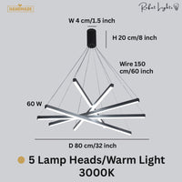 Modern LED Stripes Linear Chandelier Dimmable