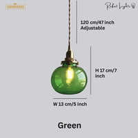 Japanese Style Retro Brass Glass Pendant Lamp