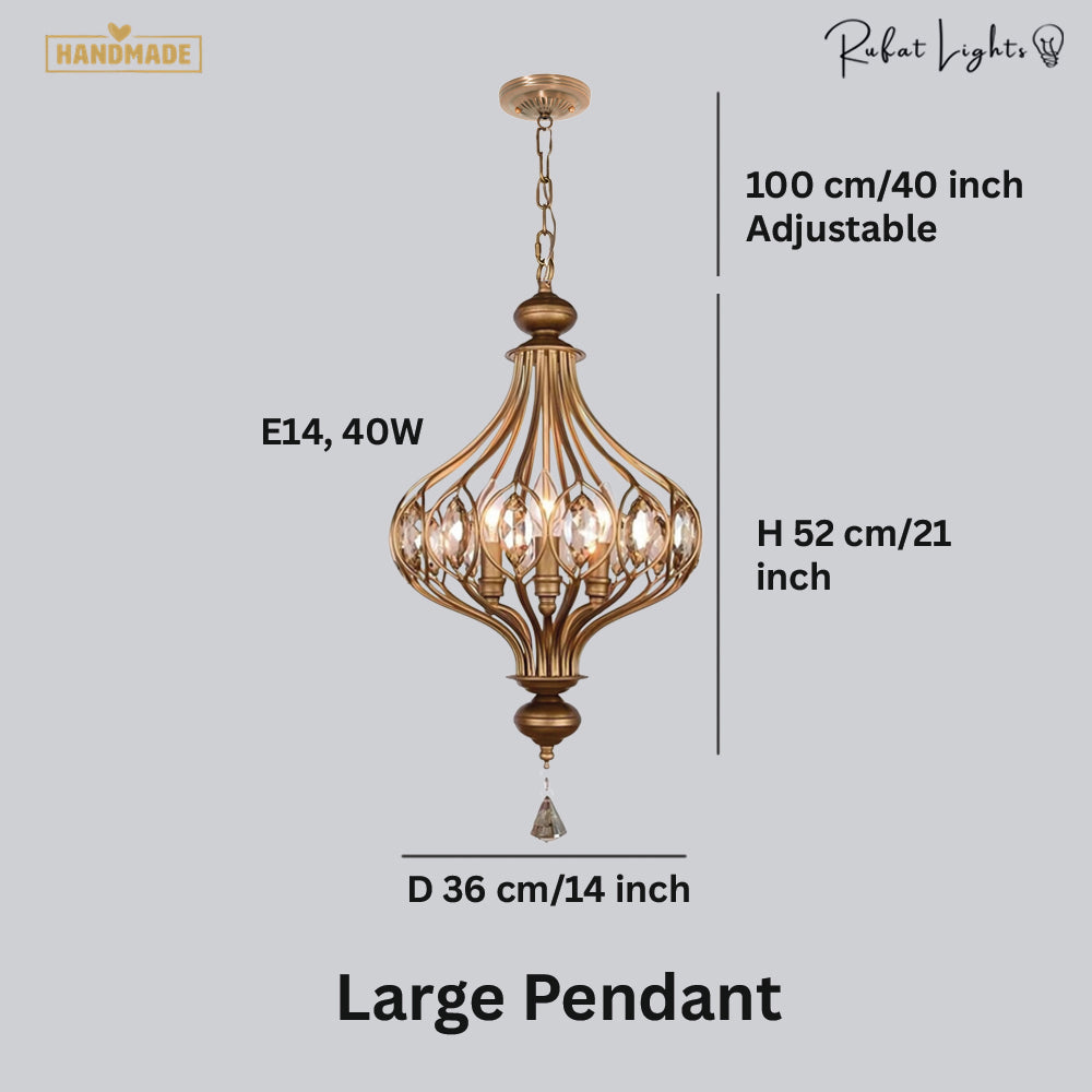 Vintage French Retro Crystal Lantern Chandelier