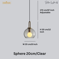 Sphere Glass & Cylindrical Edison Glass Pendant